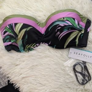 Seafolly Banded Bustier Bandeau Swim Top sz Med